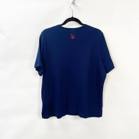 2/$30 Breckenridge 1X Plus Women Blue Short Sleeve Round Neck Graphic Tee - Picture 6 of 8